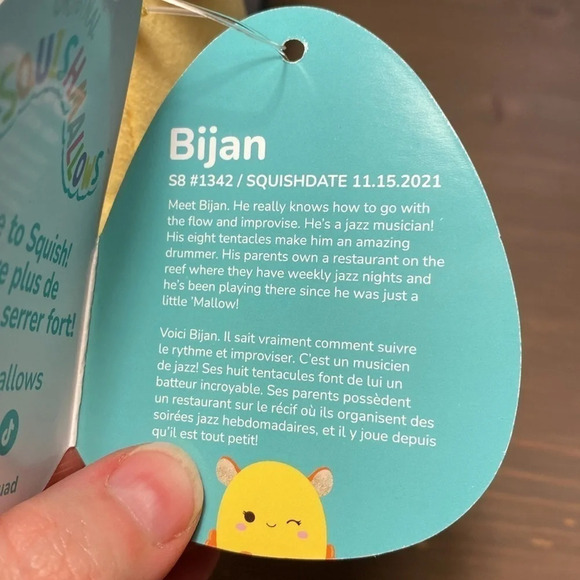 Squishmallow Bijan the Dumbo Octopus. 8” - Picture 5 of 6